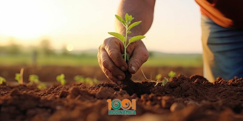 Mano De Agricultor Plantando Por Los 100 Años De La Agricultura Biodinámica