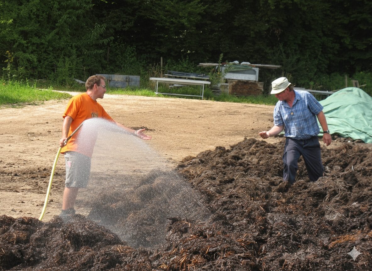 Dreiskel Biodinámica - Descubre el Compostaje Consciente: Transforma Residuos en Vida y Reaviva tu Finca con Sabiduría - Roland y Jordi elaborando compost 4
